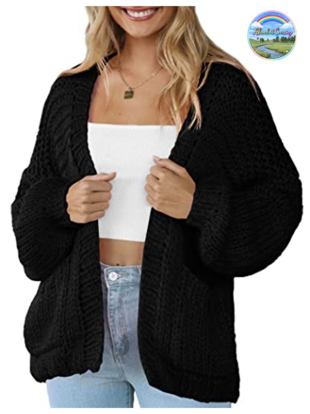 Women's Knit Open Front Cardigan Lightweight Long Sleeve with Pockets Casual